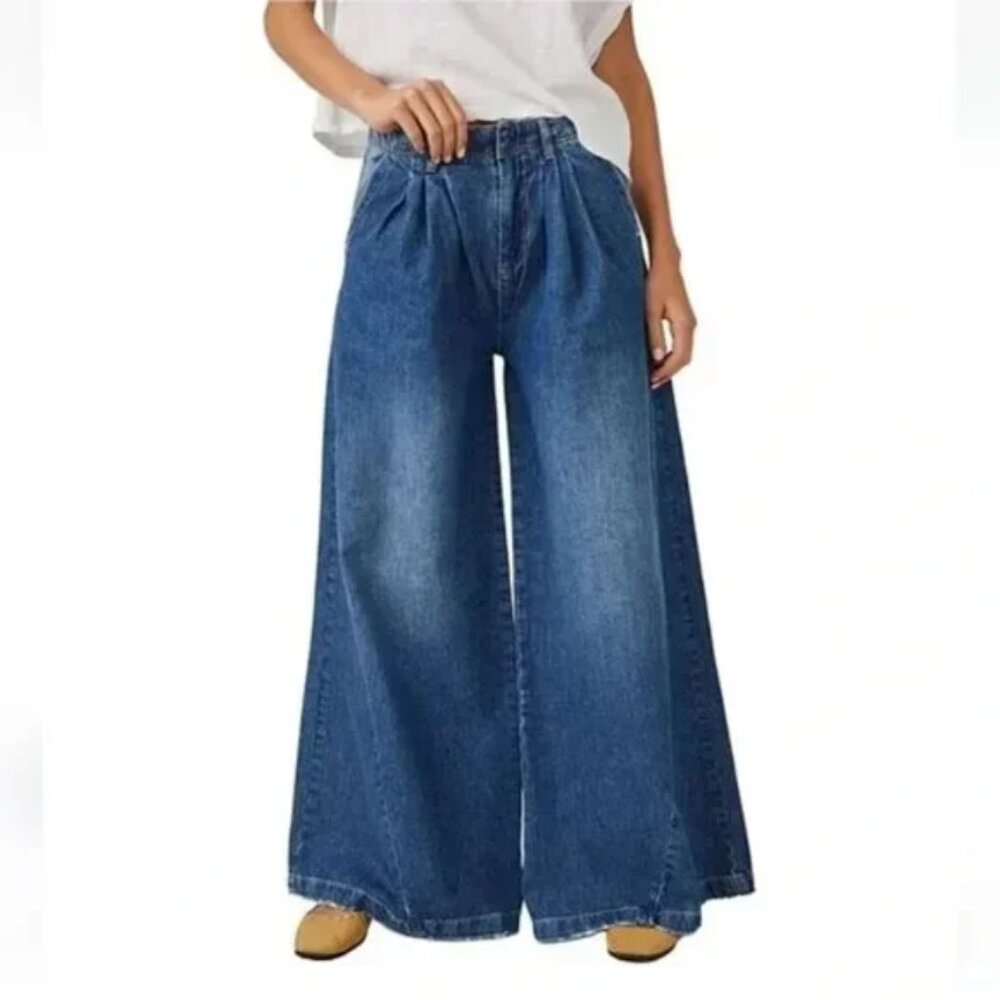 We The Free Free People Equinox Wide Leg Denim Trouser Jeans NWT Size 29 - Picture 2 of 10